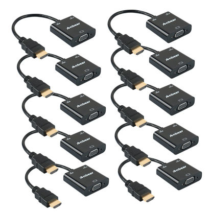 Picture of Anbear HDMI to VGA Adapter with Audio(10 Pack), Gold-Plated VGA to HDMI Adapter (Male to Female) Compatible for Computer, Desktop, Laptop, PC, Monitor, Projector, HDTV, Chromebook,Roku, Xbox and More