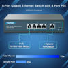 Picture of YuanLey 5 Port Gigabit PoE Switch with 4 Port PoE+ 1000Mbps, 802.3af/at 78W Built-in Power, Fanless Metal Unmanaged Plug & Play