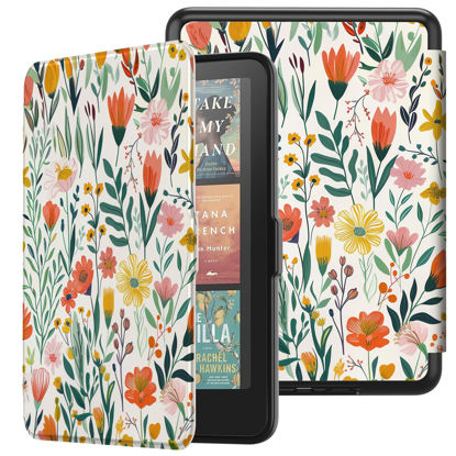 Picture of Famavala Case for 7“ Amazon Kindle Paperwhite/Signature Edition (12th Generation, 2024 Release) and Kindle Colorsoft Signature Edition (1st Gen),Shell Cover with Auto Wake/Sleep (Blossoms)