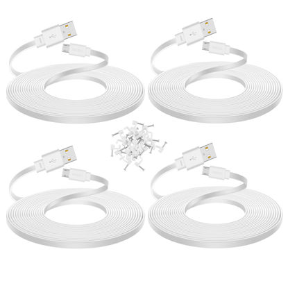 Picture of Smays 4-Pack 25 ft Extension Cable for WYZE Cam v4, WYZE Cam v3 and v3 Pro Camera, Long Flat Micro USB Cord