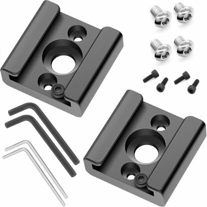 Picture of 2 Pack Cold Shoe Mount Adapter Cold Shoe Bracket Standard Shoe Type with 1/4" Thread Hole for Camera DSLR Flash Led Light Monitor Video and More