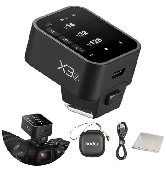 Picture of Godox X3S X3-S TTL Wireless Flash Trigger for Sony Camera, 2.4G OLED 𝐓𝐨𝐮𝐜𝐡𝐬𝐜𝐫𝐞𝐞𝐧 Flash Transmitter, 1/8000s HSS TTL, Built-in Lithium Battery USB-C Charge (X2T-S XPro-S XProII-S Upgrade)