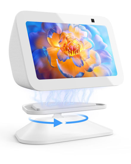 Picture of Maxonar Stand for Echo Show 5 (3rd Gen), Adjustable Tilt Swivel Stand Anti-Slip Base Strong Magnetic Compatible with 2023 Release Show 5 Smart Speaker- White