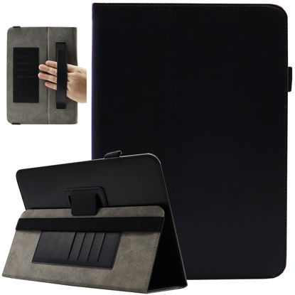 Picture of Universal 10 Inch Tablet Case, Universal 10.1 Inch Tablet Case, Viclowlpfe Protective Folio Stand Android Case for 9.6-10.5 Inch Tablet with Hand Strap and Cards Slots, Black