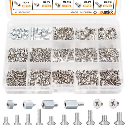 Picture of mankk 500PCS M.2 SSD Screw Kit M.2 Screw SSD Mounting Screws M.2 Standoff and Screw M.2 M2.5 M3 NVMe Screw for Laptop PC Repair & DIY M-148-500PCS