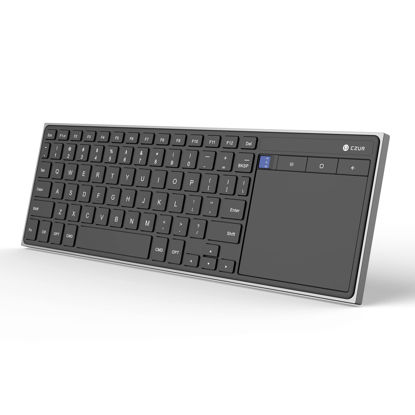 Picture of CZUR Rechargeable Bluetooth Keyboard with Touchpad, Portable Computer Keyboard with Trackpad, Wireless Ultra Slim Keyboard for PC/Laptop/Tablet/Phone/Smart TV