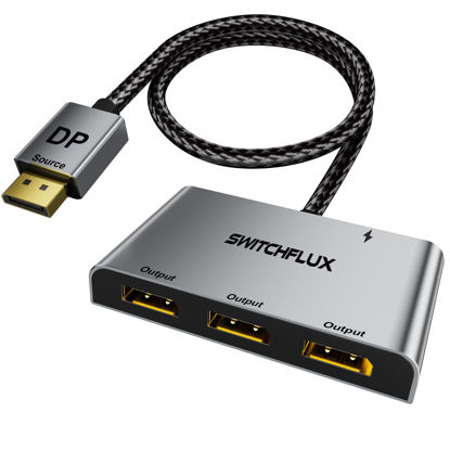 Picture of SWITCHFLUX DisplayPort Splitter for 3 Monitors Adapter |4K@60Hz| DP Splitter Extended Display 1 in 3 Out MST Hub for Multiple Monitor Compatible with PC,NVIDIA/AMD Graphic Card