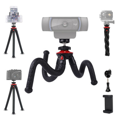 Picture of Mini Tripod for Camera/Phone/Webcam, NexiGo Flexible Camera Tripod Stand, Compatible with NexiGo Logitech Webcam C920 C922 Brio iPhone/Android/Camera, Vlogging/Live Streaming (Black)