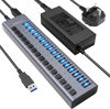 Picture of 90W Powered USB Hub - ACASIS 16 Ports USB 3.0 Data Port, Aluminum Housing, Individual On/Off Switches, 12V/7.5A Power Adapter, USB Charging Hub/USB Splitter for Laptop, PC, Computer, Printer