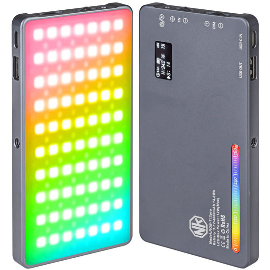 Picture of T12 Pro RGB Video Light 12W Portable LED Camera Photography Lights for Photo and Phone Selfie Video Vlog Recording Streaming Lighting,2500-8000K,21 Effects,CRI 96+,OLED Display,Rechargeable Battery