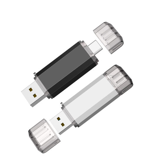 Picture of Vansuny 2 Pack 128GB USB C Flash Drive 2 in 1 OTG USB 3.0 + USB C Memory Stick with Keychain Dual Type C USB Thumb Drive Photo Stick Jump Drive (Black and Silver)