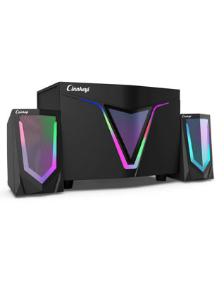 Picture of 2.1 USB-Powered Computer Speaker with Subwoofer,Computer Speakers with 9'' subwoofer-Dual 4.7'' mid-treble full-range satellites for PC,Speaker with Dynamic RGB,Up to 16W, 3.5mm Inputs,Strong Bass