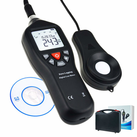 Picture of Digital Light Lux Meter with Data Logging FunctionMeasurement Range 0 to 200,000 Lux Auto Ranging Instrument Detachable sensors Used in The Home, Light Pollution Outdoors (Lux Meter w/Data Logging)