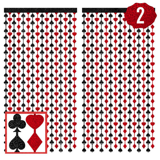 Picture of xo, Fetti Party Decorations Red and Black Casino Curtain - Set of 2 | Card Game Bachelorette Supplies, Vegas Birthday Photo Booth, Poker Party Backdrop