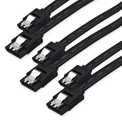 Picture of XANHAM 3-Pack 18 Inch SATA Cable, SATA III Cable 6Gbps Straight 180-180 Degree for SATA HDD, SSD, CD Driver, CD Writer, Black