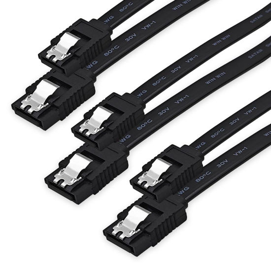 Picture of XANHAM 3-Pack 18 Inch SATA Cable, SATA III Cable 6Gbps Straight 180-180 Degree for SATA HDD, SSD, CD Driver, CD Writer, Black