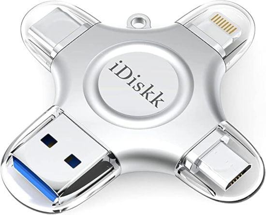 Picture of [MFi Certified] 128GB Flash Drive for iPhone iPad USB 3.0 Lightning Drive 4 in 1 Multi Functional External Storage for iOS and Android Samsung Phones Type c Devices and MacBook idiskk Thumb Drive