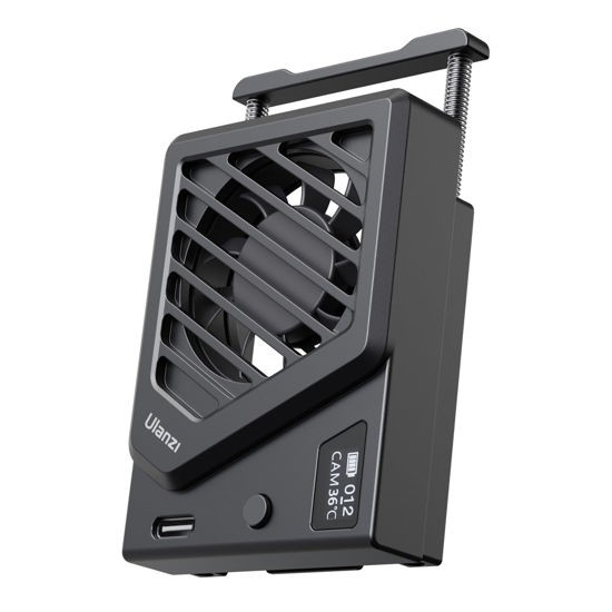 Picture of ULANZI Camera Cooling Fan Black New, Spring Telescopic Mounting Adjustable Mini Intelligent Cooling Fan Real-time Monitoring with Type-C Charging Port, Compatible with Sony Canon FUJIFILM Nikon