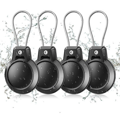 Picture of Gitfos Waterproof AirTag Keychain Holder - 4 Pack Airtag Holder for Apple AirTag, 360° Robust Protective AirTag Case with Wire Cable, AirTag Accessories, Airtag Holders for Luggage, Backpack, Key, Pet