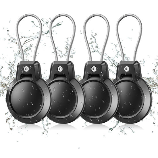 Picture of Gitfos Waterproof AirTag Keychain Holder - 4 Pack Airtag Holder for Apple AirTag, 360° Robust Protective AirTag Case with Wire Cable, AirTag Accessories, Airtag Holders for Luggage, Backpack, Key, Pet