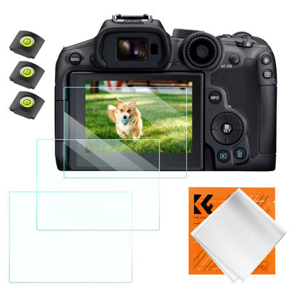 Picture of K&F Concept [3pcs Screen Protector for Canon EOS R6 II/R6/R7 Full-Frame Mirrorless Camera & Hot Shoe Cover, Ultra Clear Tempered Glass Screen Protector, Anti Scratch Bubble Free Ultra Resistant