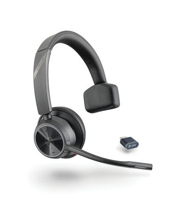 Picture of Poly Voyager 4310 UC Wireless Headset (Plantronics) - Single-Ear Bluetooth Headset w/Noise-Canceling Mic - Connect PC/Mac/Mobile via Bluetooth - Works w/Teams, Zoom, & More - Amazon Exclusive