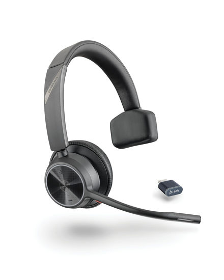 Picture of Poly Voyager 4310 UC Wireless Headset (Plantronics) - Single-Ear Bluetooth Headset w/Noise-Canceling Mic - Connect PC/Mac/Mobile via Bluetooth - Works w/Teams, Zoom, & More - Amazon Exclusive