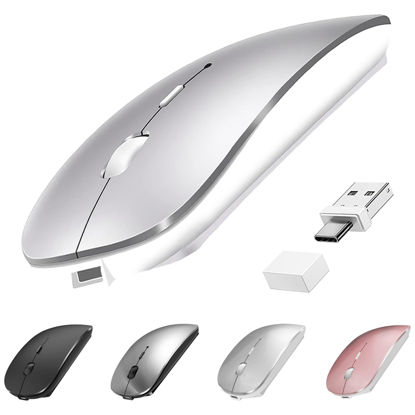 Picture of Wireless Mouse for MacBook Pro Air iMac Desktop Laptop Mac Book Air, Bluetooth Wireless Mouse USB C Rechargeable Compatible with Surface Pro/Computer, Wireless Mouse with USB Type-C Receiver