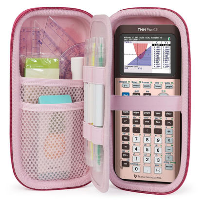 Picture of ZUJFPL EVA Hard Case Compatible with Texas Instruments TI-Nspire CX II/TI-NSPIRE CX-II CAS,Portable Case for TI-84 Plus/TI-84 Plus CE/TI-83 Plus/TI-85/TI-89 Color Graphing Calculator. (Pink)
