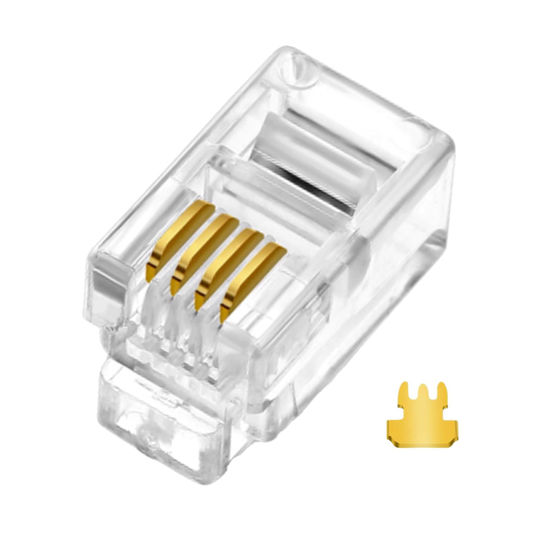 Picture of EZYUMM 20PCS RJ9(RJ9/RJ10/RJ22) 4P4C Telephone Cable Modular Plug Connector for Phone Handset Cord