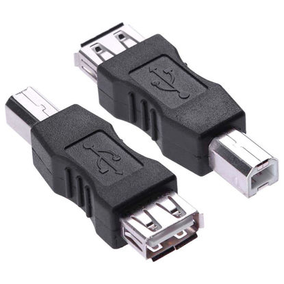 Picture of Herfair USB A to B Adapter USB 2.0 A Female to USB B Male Printer Converter Connector Plug for Printer/Scanner Extender Connection Printer to USB Adapter (F/M, 𝟐-𝐏𝐚𝐜𝐤)