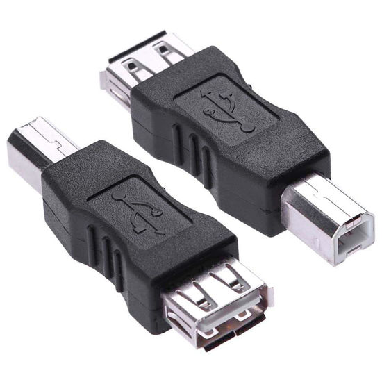 Picture of Herfair USB A to B Adapter USB 2.0 A Female to USB B Male Printer Converter Connector Plug for Printer/Scanner Extender Connection Printer to USB Adapter (F/M, 𝟐-𝐏𝐚𝐜𝐤)