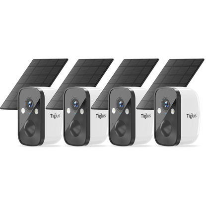 Picture of TIEJUS Security Cameras Wireless Outdoor, 4-Pack Solar-Powered Security Camera for Home Security with 2K Full Color Night Vision,PIR Detection, 2.4G WiFi
