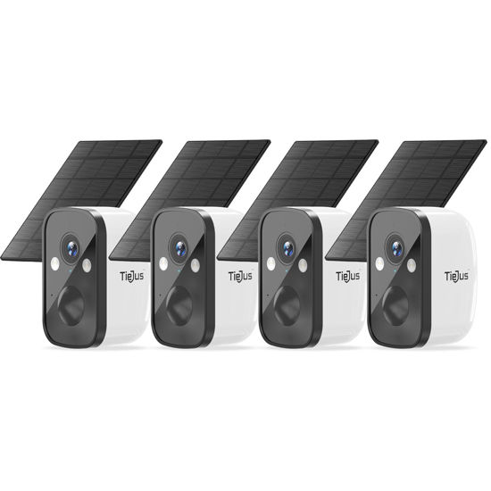 Picture of TIEJUS Security Cameras Wireless Outdoor, 4-Pack Solar-Powered Security Camera for Home Security with 2K Full Color Night Vision,PIR Detection, 2.4G WiFi