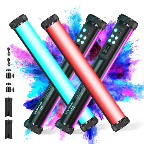 Picture of 2Pack RGB LED Video Light Stick Wand,3200K~8500K Magnetic Photography Tube Light,360° Full RGB Light Stick with 4000mAh Battery for YouTube Video,Vlog,Live Game Streaming…