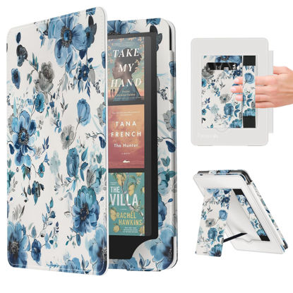 Picture of Famavala Case Cover for 7"/6.8" Kindle Paperwhite Signature Edition (12th/11th Generation, 2024/2021 Release) and Kindle Colorsoft Signature Edition 1st Gen (Blue Floral)