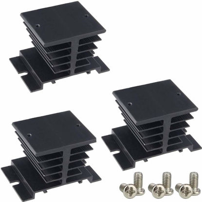 Picture of TIHOOD 3PCS Aluminum Heat Sink SSR Dissipation for Single Phase Solid State Relay 10A-40A Black