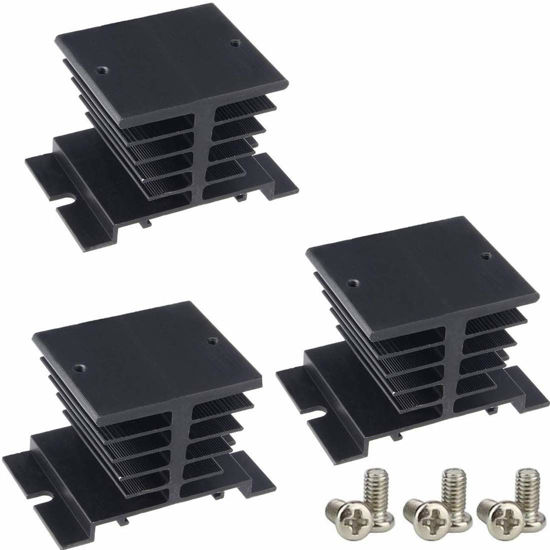 Picture of TIHOOD 3PCS Aluminum Heat Sink SSR Dissipation for Single Phase Solid State Relay 10A-40A Black