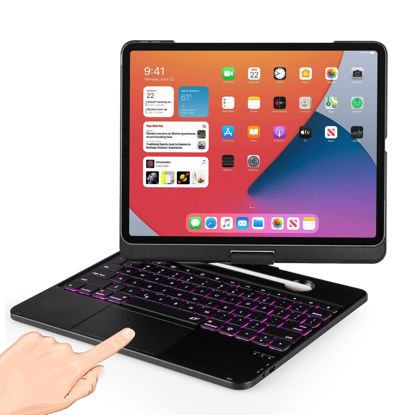 Picture of LENRICH Keyboard Case for iPad Air 13 inch M2 2024, Mulit Touchpad Backlight 360 Rotatable Cover Wireless Pencil Holder