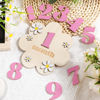 Picture of Burbell 3D Wooden Daisy Baby Monthly Milestone Cards 1-12 Months Interchangeable Baby Months Signs Monthly Milestone Discs Baby Announcement Sign for Baby Shower Newborn Photo Props Gifts (Pink)