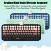 Picture of Lomiluskr Colorful Wireless Keyboard, Bluetooth/2.4G Dual Mode, Compact TKL Quiet Membrane Keyboard, Cute Gradient Retro Round Keycaps, Compatible with PC/Laptop/Tablet/Smartphone (Black)