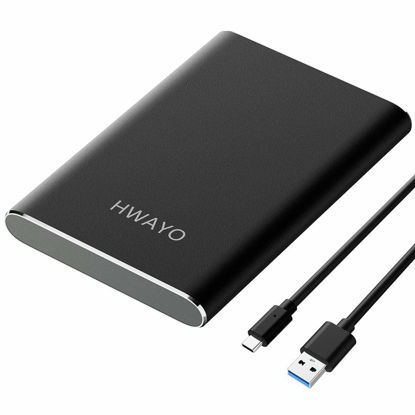 Picture of HWAYO 1TB Portable External Hard Drive, USB3.1 Gen 1 Type C Ultra Slim 2.5'' HDD Storage Compatible for PC, Desktop, Laptop, Mac, Xbox One (Black)