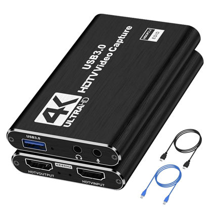 Picture of CLLGrocery 4K HDMI Capture Card for Streaming, USB 3.0 Video Capture Device, Full HD 1080P 60FPS Game Audio Video Capture Card for Game Recording, Live Streaming, Broadcasting, Online Meeting,Teaching