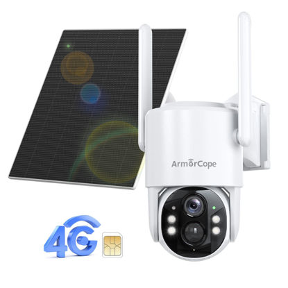 Picture of 4G LTE Cellular Security Camera, No Wifi Security Camera, 2.5K Solar Camera Outdoor Wireless, 360° Live View, Spotlight Color Night Vision, Motion&Siren Alert, SD/Cloud Storage (SIM Card Included)