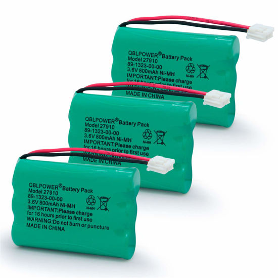 Picture of QBLPOWER 3.6V 800mAh 27910 Cordless Phone Battery Rechargeable 89-1323-00-00 E1112 E2801 TL72108 SD-7501 23-959 Cordless Handsets (Pack of 3)