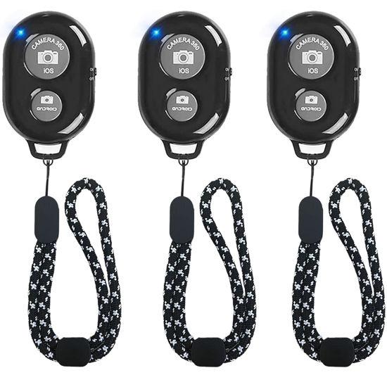Picture of Remote Shutter for iPhone Camera, Bluetooth Remote for Android, Hands Free Works with Take a Christmas Family Portrait, Create Amazing Photos and Selfies, Wrist Strap Included（3 Pack） (Classic)