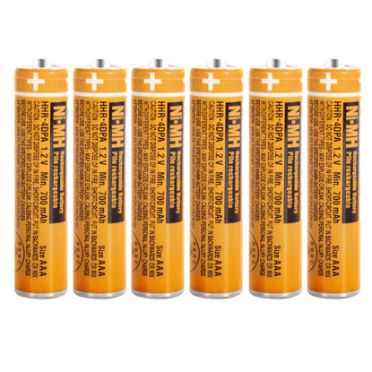 Picture of EOCIK 6 Pack HHR-4DPA NI-MH Rechargeable AAA Batteries for Panasonic 1.2V 700mAh AAA Rechargeable Battery for Cordless Phones