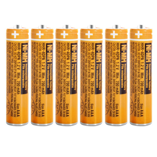 Picture of EOCIK 6 Pack HHR-4DPA NI-MH Rechargeable AAA Batteries for Panasonic 1.2V 700mAh AAA Rechargeable Battery for Cordless Phones