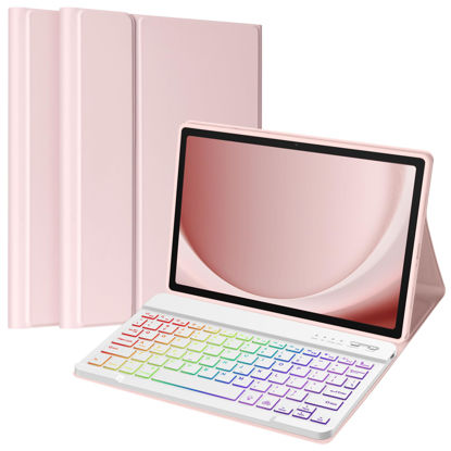 Picture of TaIYanG Backlit Keyboard Case for Samsung Galaxy Tab A9 Plus 11 Inch 2023 Model (SM-X210/X216/X218), Slim Lightweight Stand Cover with Magnetically Detachable Wireless Bluetooth Keyboard,Pink