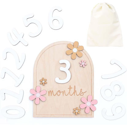 Picture of Baby Monthly Milestone Cards, Month Baby Milestone Signs, Perfect Newborn Photography Props to Document Your Baby´s Growth, Newborn Gift for Girl and Boy (Flower)